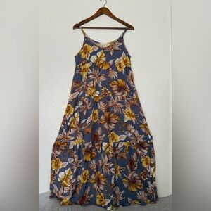 Final Touch blue floral dress with yellow and white accents Women’s Sz small